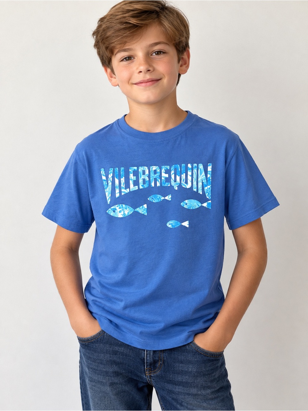 Vilebrequin Boys Blue Graphic T-Shirt Organic Cotton Size 10A / 140 cm NWT